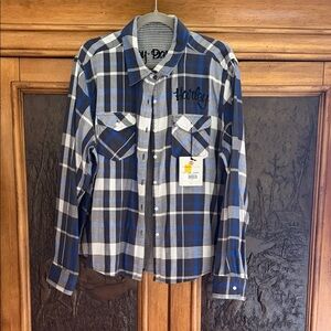 Harley-Davidson Blue Black & White Plaid Button-Down Shirt